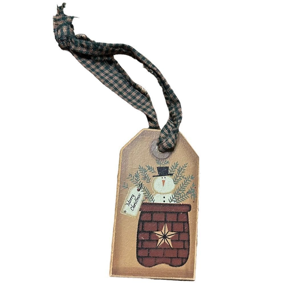 Barbara Lloyd Hearthside Collection Snowman Wooden Tag Ornament